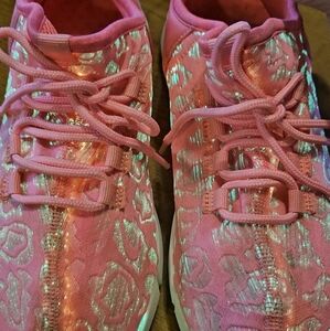 Light Up Bright Pink And Tan Women's Tennis Shoes Sneakers Size 8.5